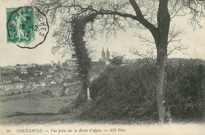 / CPA FRANCE 50 "Coutances, vue prise sur la route d'Agon" / CACHET AMBULANT