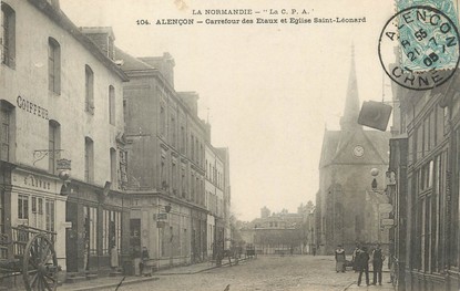 / CPA FRANCE 61 "Alençon, carrefour des Etaux et église Saint Léonard"