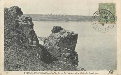 / CPA FRANCE 22 "Perros Guirec, le sphinx et la baie de Trestaou"