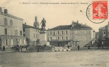 / CPA FRANCE 47 "Nérac, place de Normandie, statue de Henri IV"