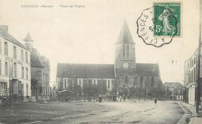 / CPA FRANCE 50 "Cérences, place de l'église" / CACHET AMBULANT