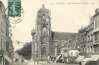 / CPA FRANCE 76 "Elbeuf, rue Saint Jean et l'église"