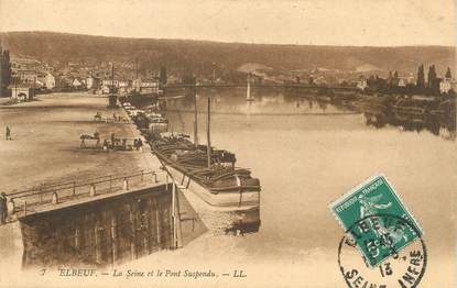 / CPA FRANCE 76 "Elbeuf, la seine et le pont suspendu"