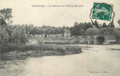 / CPA FRANCE 77 "Chelles, la Marne au vieux moulin" / CACHET AMBULANT