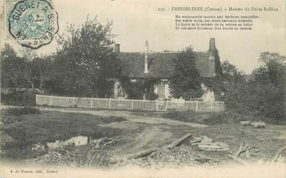 / CPA FRANCE 23 "Fresselines, maison du Poète Rollina" / CACHET AMBULANT
