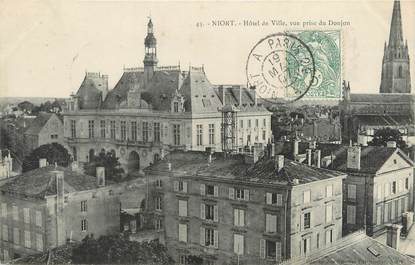 / CPA FRANCE 79 "Niort, hôtel de ville" / CACHET AMBULANT