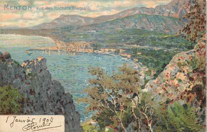CPA FRANCE 06 "Menton, vue des rochers rouges"