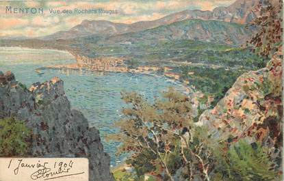 CPA FRANCE 06 "Menton, vue des rochers rouges"