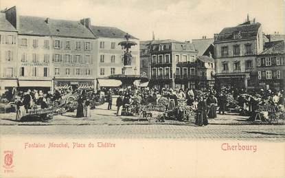 / CPA FRANCE 50 "Cherbourg, fontaine Mouchel, place du théâtre"