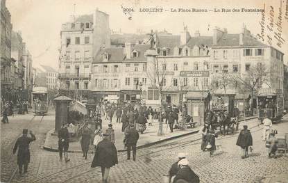 / CPA FRANCE 56 " Lorient, la place Bisson, la rue des Fontaines"