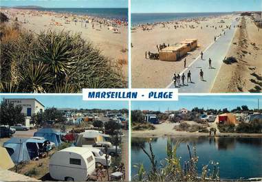/ CPSM FRANCE 34 "Marseillan plage, ensemble de la plage et de la promenade" / CAMPING