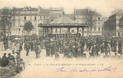 / CPA FRANCE 14 "Caen, la place de la République, le concert militaire"