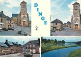 35 Ille Et Vilaine / CPSM FRANCE 35 "Dinge, la place du centre, l'église et la Plouzière"