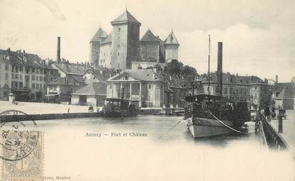 / CPA FRANCE 74 "Annecy, port et château"