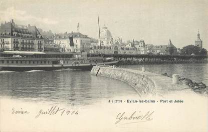 / CPA FRANCE 74 "Evian Les Bains, port et jetée"