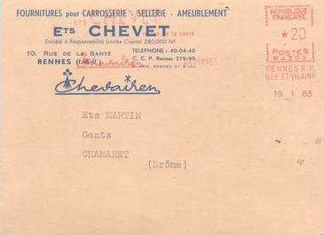 / CPSM FRANCE 35 " Rennes, Ets Chevet" / CARROSSERIE / SELLERIE / CARTE PUBLICITAIRE