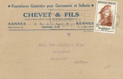/ CPSM FRANCE 35 " Rennes, Ets Chevet" / CARROSSERIE / SELLERIE  / CARTE PUBLICITAIRE