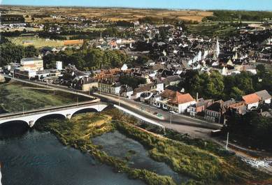 / CPSM FRANCE 37 'Bléré, le pont sur le cher et vue d'ensemble"