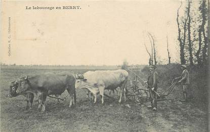 CPA FRANCE 36 "Labourage en Berry" / ATTELAGE