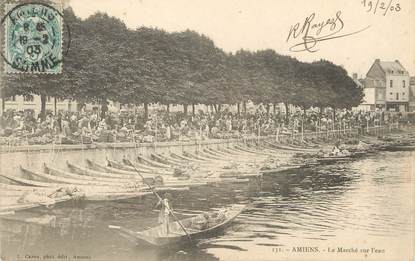 / CPA FRANCE 80 " Amiens, le marché sur l'eau "