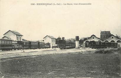 CPA FRANCE 44 "Herbignac, la gare" / TRAIN