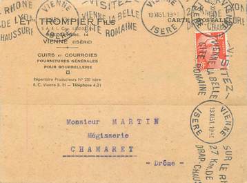 / CPSM FRANCE 38 "Vienne, Ets Trompier Fils" / CUIRS ET COURROIES / CARTE PUBLICITAIRE