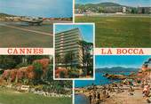 06 Alpe Maritime / CPSM FRANCE 06 "Cannes La Bocca, l'aérodrome, le stade, les jardins, la plage"