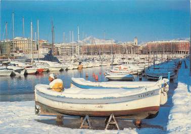 / CPSM FRANCE 06 "Nice sous la neige, barques dans le port 1985"