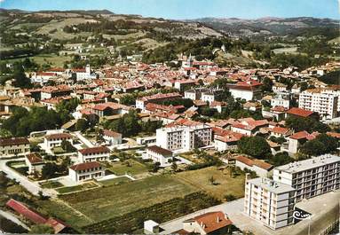 / CPSM FRANCE 38 "Saint Marcellin, vue générale aérienne, quartier de la gare"