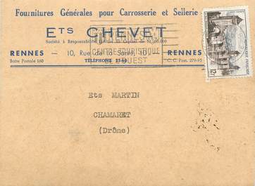 CPA CARTE PUBLICITAIRE FRANCE 35 "Rennes, Fournitures générales pour Carrosserie et sellere, Ets Chevet"