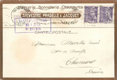 / CPSM FRANCE 38 " Grenoble, Sylvestre, Pradelle et Jaquet" / MERCERIE / CARTE PUBLICITAIRE