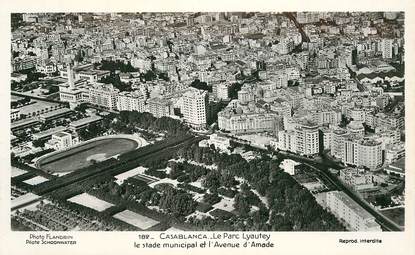 CPSM MAROC "Casablanca, le parc Lyautey, le stade"