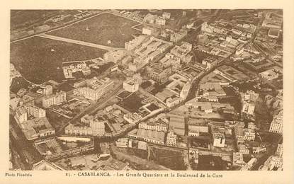 CPA MAROC "Casablanca, Les grand quartiers et le bld de la gare"