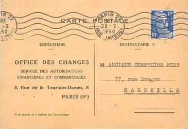 CPA CARTE PUBLICITAIRE FRANCE 75009 "Paris, Office des changes"