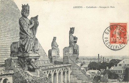 / CPA FRANCE 80 "Amiens, cathédrale, groupe de rois"