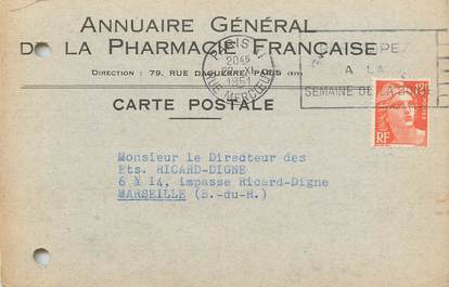 CPA CARTE PUBLICITAIRE FRANCE 75014 "Paris, Annuaire général de la Pharmacie française"