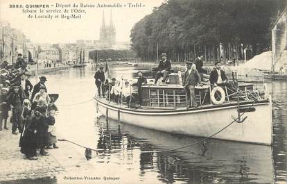 / CPA FRANCE 29 "Quimper, Départ du bateau Automobile Terfel" 