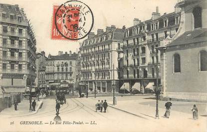 / CPA FRANCE 38 "Grenoble, la rue Félix Poulat"