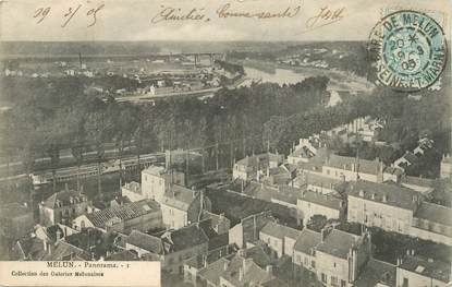 / CPA FRANCE 77 "Melun, panorama" / CACHET DE GARE