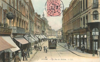 / CPA FRANCE 59 "Douai, la rue de Bellain" / TRAM