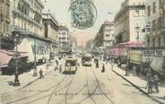 13 Bouch Du Rhone / CPA FRANCE 13 "Marseille, la rue Cannebière" / TRAMWAY / TIMBRE PERFORE