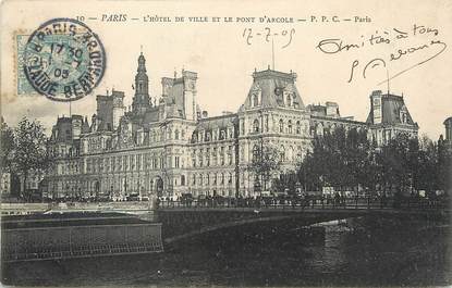 / CPA FRANCE 75004 "Paris, l'hôtel de ville et le pont d'Arcole"