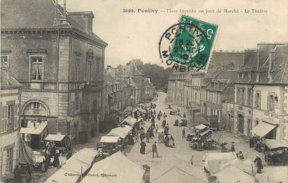 / CPA FRANCE 56 "Pontivy, place Leperdit un jour de marché, le théâtre"