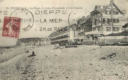 / CPA FRANCE 76 "Pourville, la plage, la jetée promenade et les chalets"