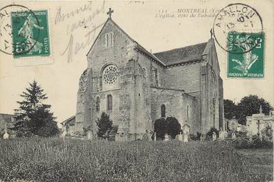 / CPA FRANCE 89 "Montréal, l'église" / TIMBRE DE CARNET