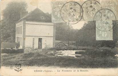 / CPA FRANCE 89 "Véron, la fontaine et le moulin"