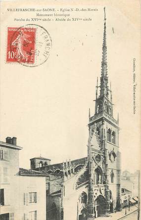 / CPA FRANCE 69 "Villefranche sur Saone, église Notre Dame des Marais"