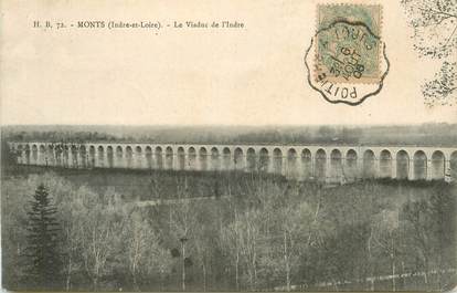 CPA FRANCE 37 "Monts, le viaduc" / CACHET AMBULANT Poitiers à Tours