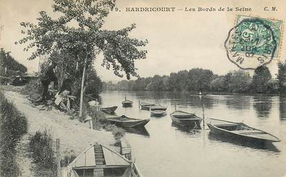 CPA FRANCE 78 "Hardricourt, les bords de la Seine" / CACHET AMBULANT Mantes à Paris
