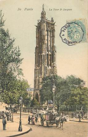 CPA FRANCE 75001 "Paris, La Tour Saint Jacques" / CACHET AMBULANT Sannois à Paris